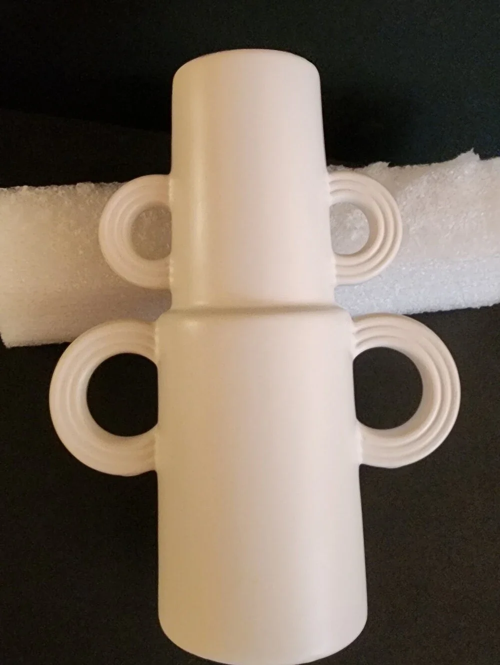 Slateford Collection Bud Vase with Loop Handles, White New With Tag On Bottom